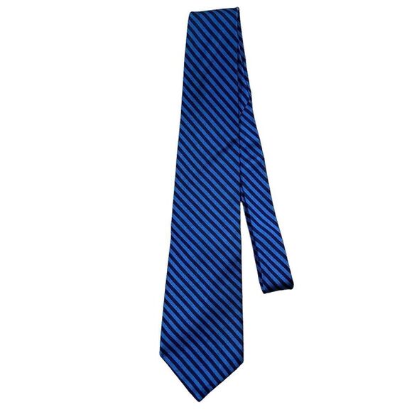 Mens Lauren Ralph Lauren brand 100% Silk Blue Striped Neck Tie - Picture 2 of 9